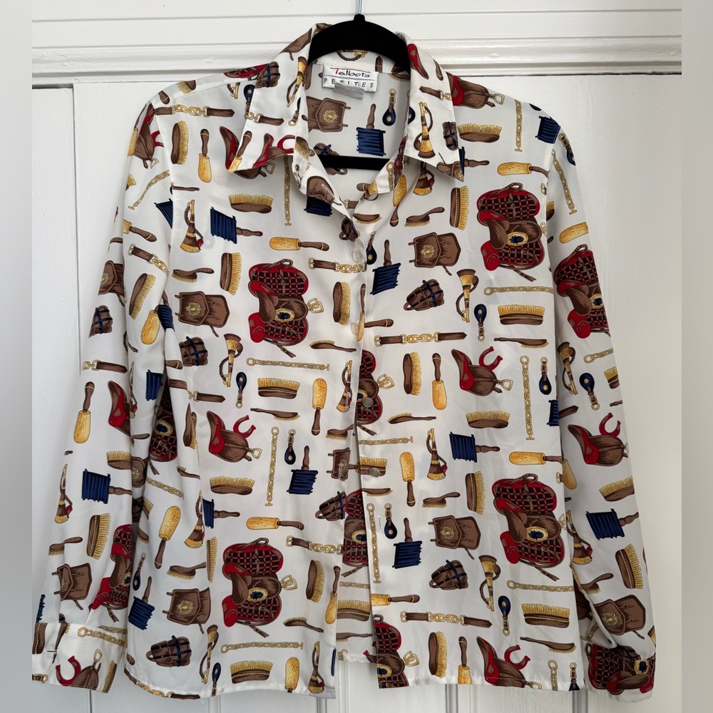 Talbots Equestrian Print Button Down
